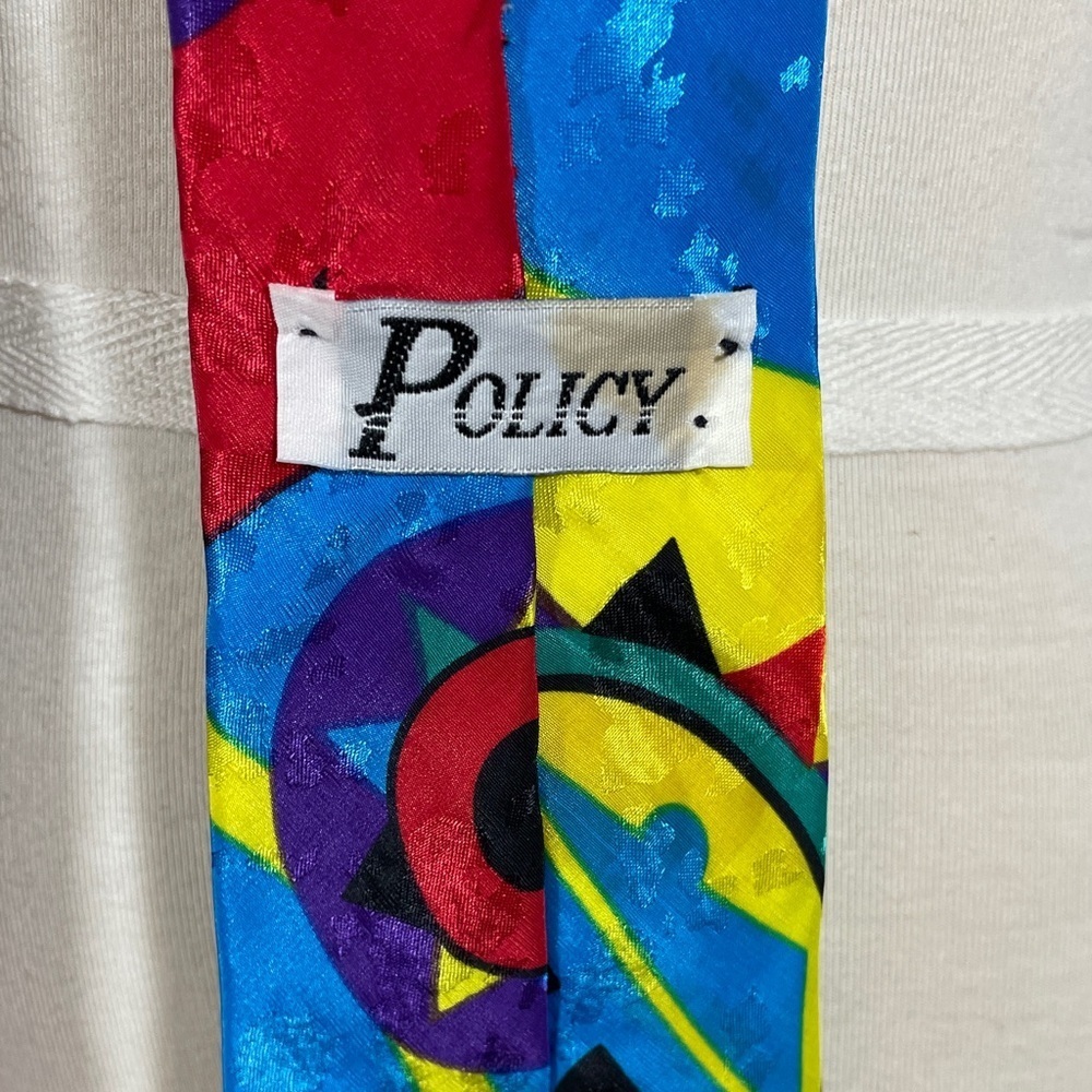 Vintage Policy Colorful Geometric Pattern Polyester Tie - Picture 4 of 5